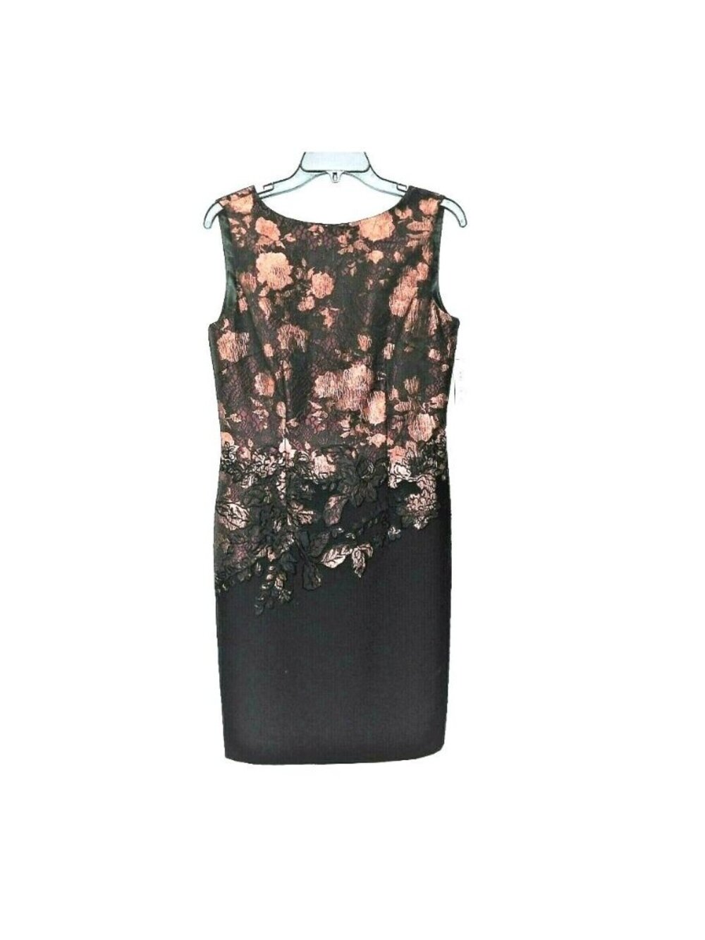 New Sz 6 Dress Katherine Kelly Sheath Julie Sleeveless Black Malbec Brocade